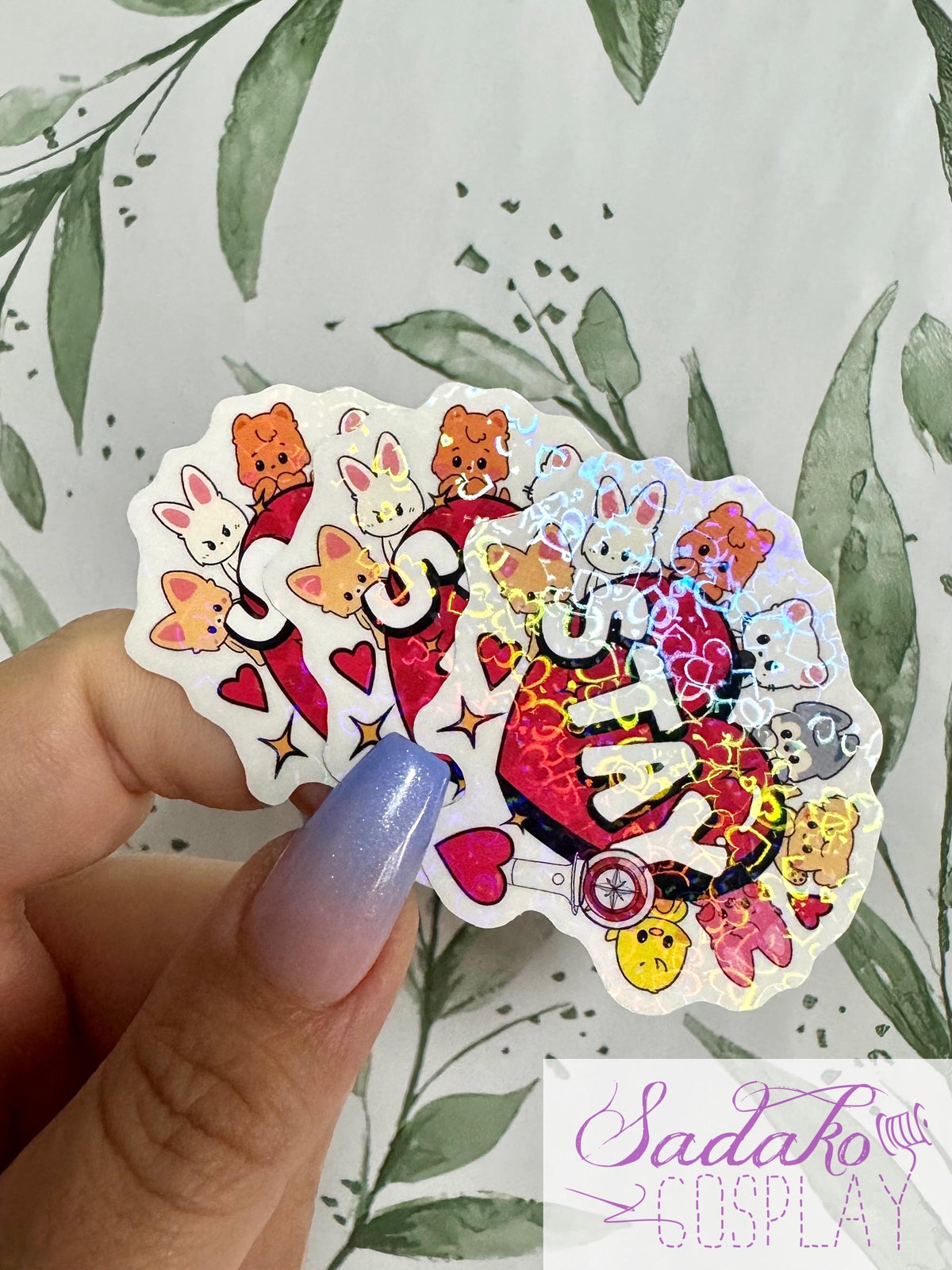 SKZOO & Stay Herz transparenter Stray Kids Glitter Sticker