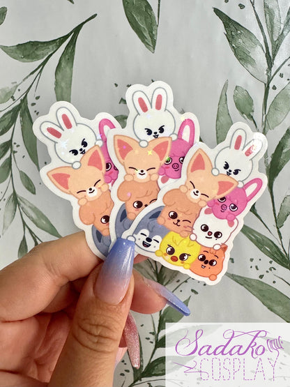 SKZOO cuddle pile transparenter Sticker - wasserfester Holo-Aufkleber, Stray Kids