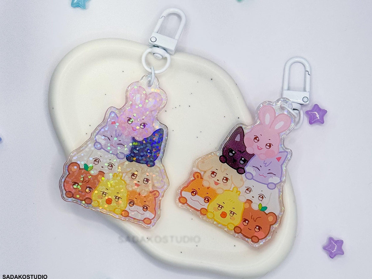 ATEEZ "Aniteez Pile" Acrylic Keychain mit Epoxy & Holo-Glitter-Effekt
