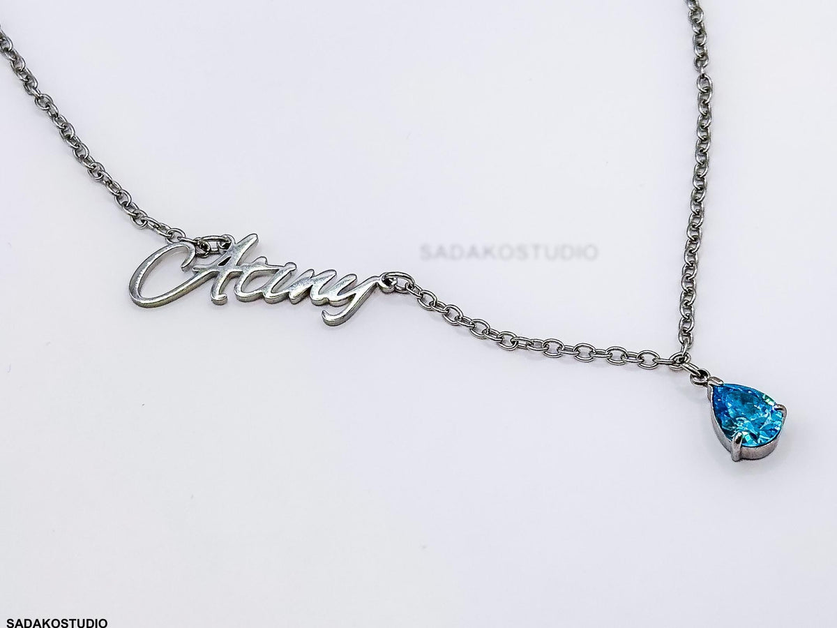 Atiny Star 1117 Halskette, ATEEZ Fandom Kette aus Edelstahl mit blauem Zirkonia, Fan merchandise K-Pop