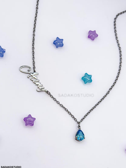 Atiny Star 1117 Halskette, ATEEZ Fandom Kette aus Edelstahl mit blauem Zirkonia, Fan merchandise K-Pop