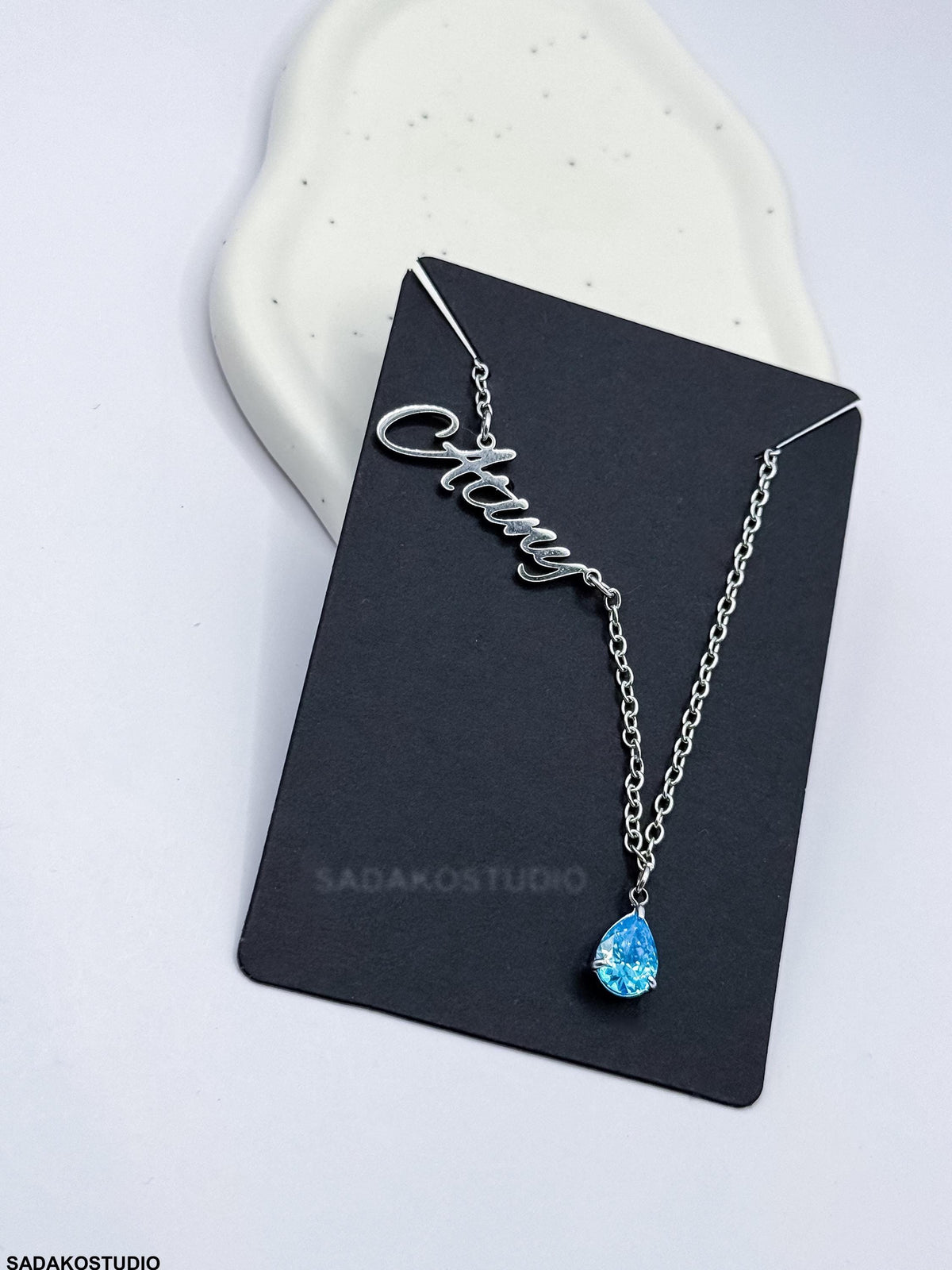 Atiny Star 1117 Halskette, ATEEZ Fandom Kette aus Edelstahl mit blauem Zirkonia, Fan merchandise K-Pop