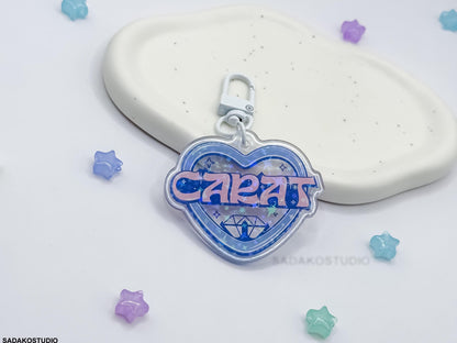 Seventeen & Carat Glitzer Keychain - K-Pop Heart Collection, Acryl Anhänger mit Holo-Effekt