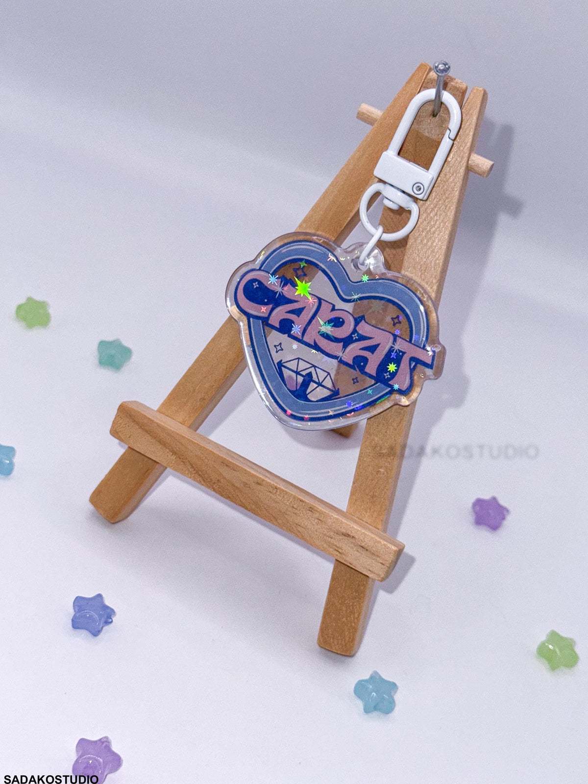 Seventeen & Carat Glitzer Keychain - K-Pop Heart Collection, Acryl Anhänger mit Holo-Effekt