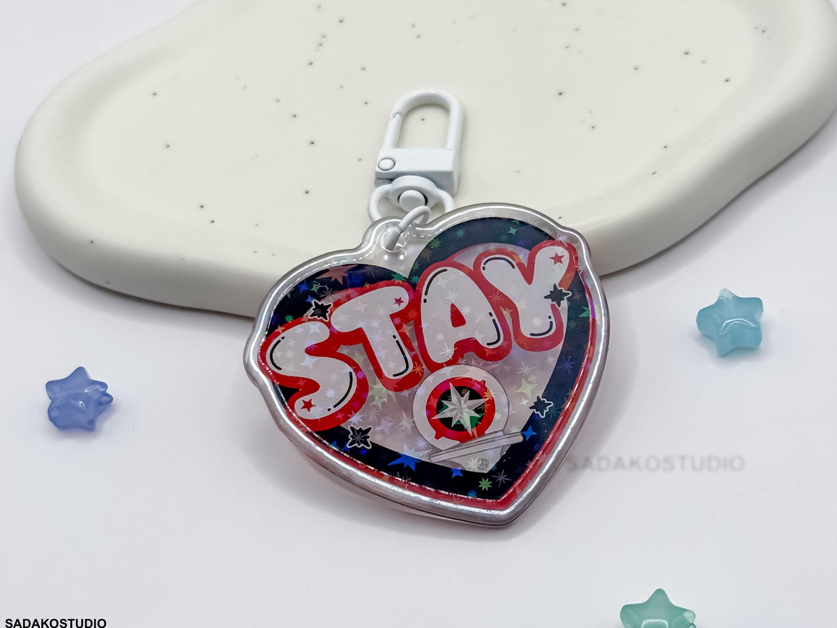 Stray Kids & STAY Glitzer Keychain - K-Pop Heart Collection, Acryl Anhänger mit Holo-Effekt