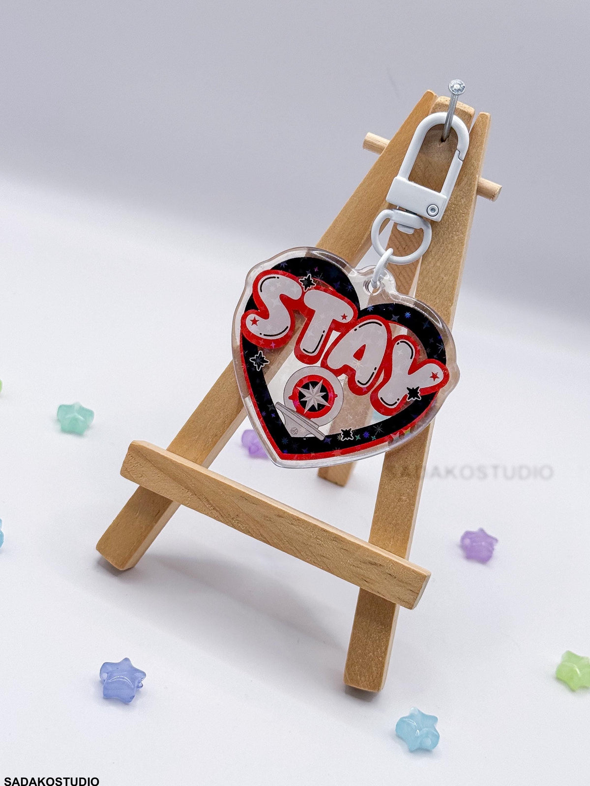Stray Kids & STAY Glitzer Keychain - K-Pop Heart Collection, Acryl Anhänger mit Holo-Effekt