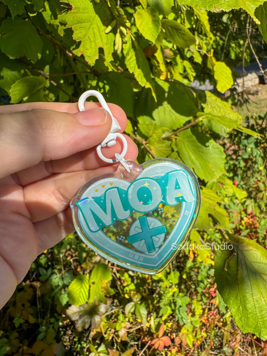 TxT & Moa Glitzer Keychain - K-Pop Heart Collection, Acryl Anhänger mit Holo-Effekt, Tomorrow x together