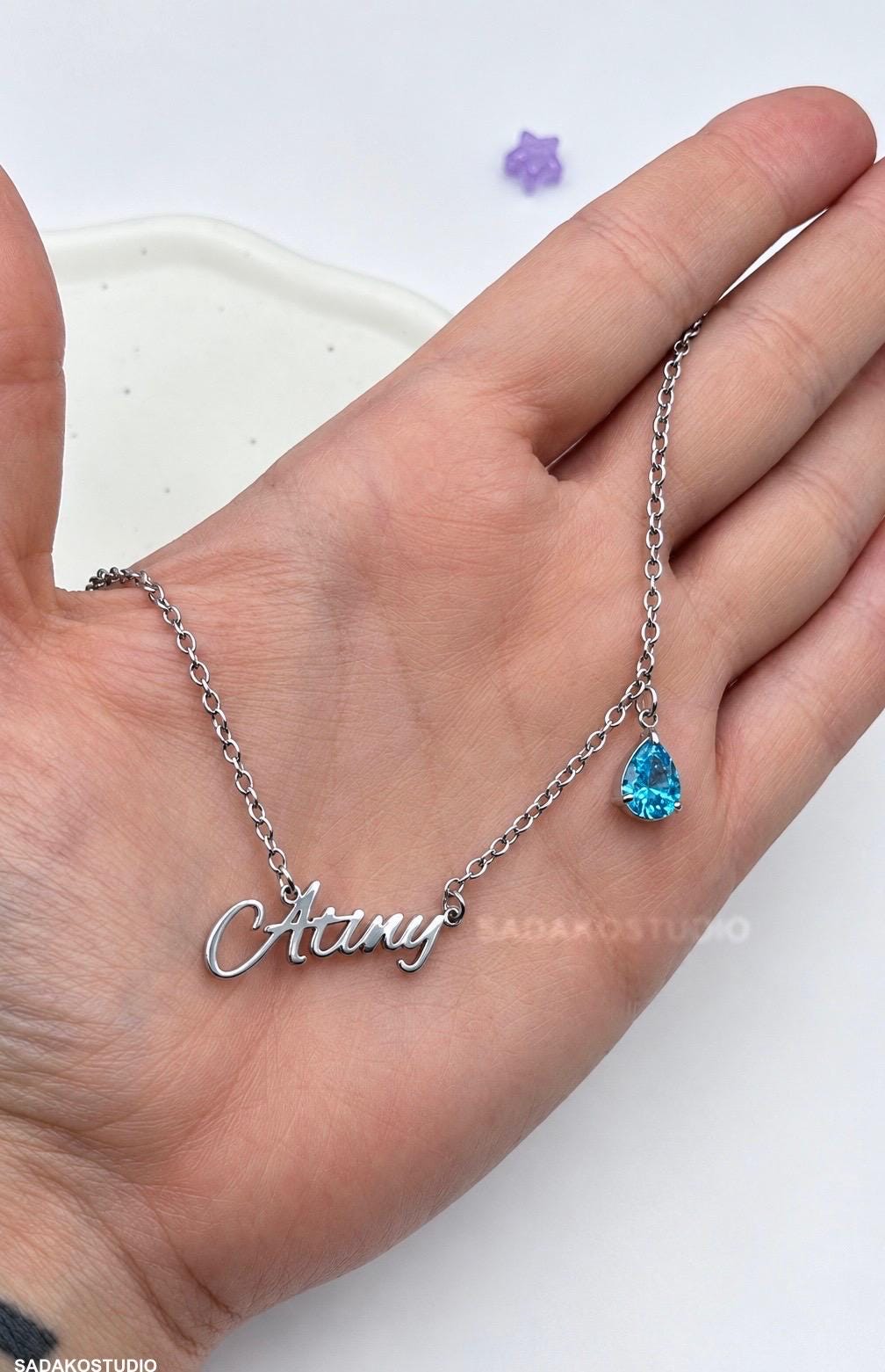 Atiny Star 1117 Halskette, ATEEZ Fandom Kette aus Edelstahl mit blauem Zirkonia, Fan merchandise K-Pop