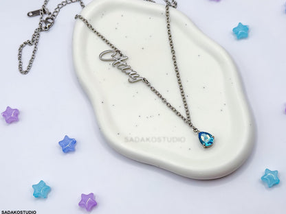 Atiny Star 1117 Halskette, ATEEZ Fandom Kette aus Edelstahl mit blauem Zirkonia, Fan merchandise K-Pop