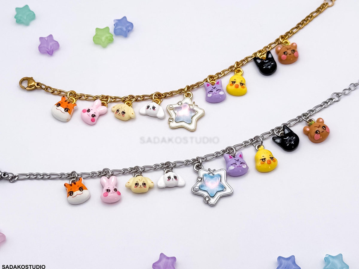 ATEEZ inspiriertes Bettelarmband mit Aniteez charms für ATINY, silber oder Gold Armband