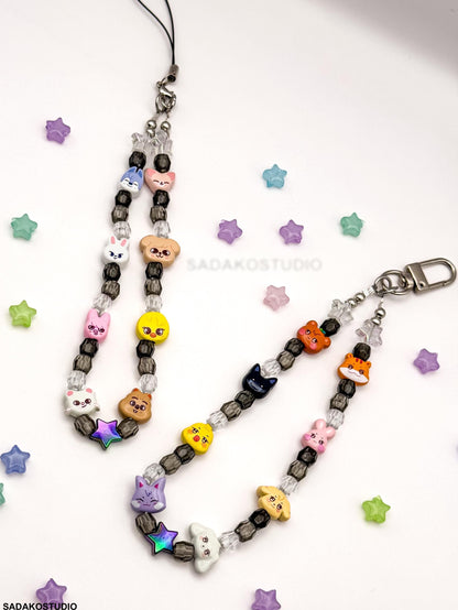 K-Pop Phone Charm | Aniteez SKZOO Bangtan Handykette | Handgemachter Handy Anhänger mit Perlen | ATEEZ Stray Kids ARMY