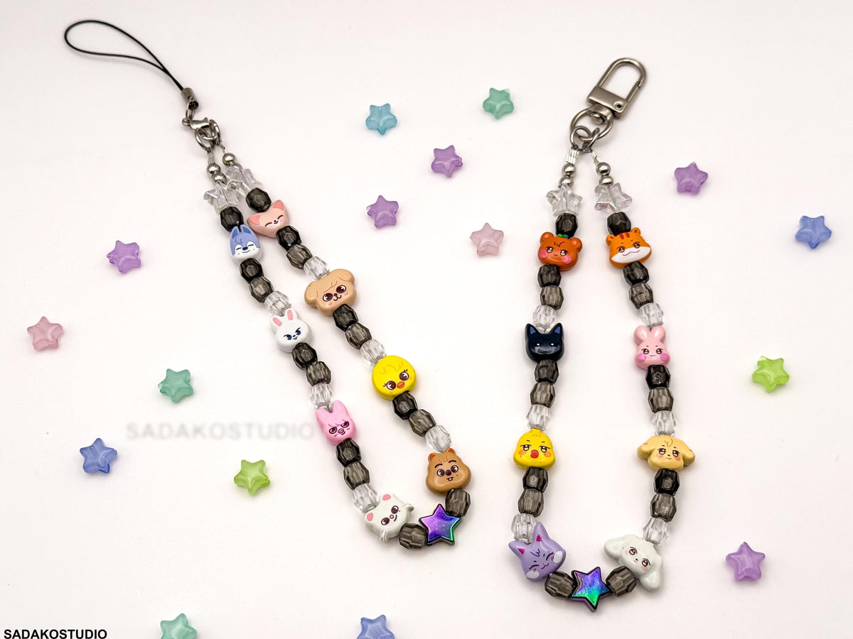 K-Pop Phone Charm | Aniteez SKZOO Bangtan Handykette | Handgemachter Handy Anhänger mit Perlen | ATEEZ Stray Kids ARMY