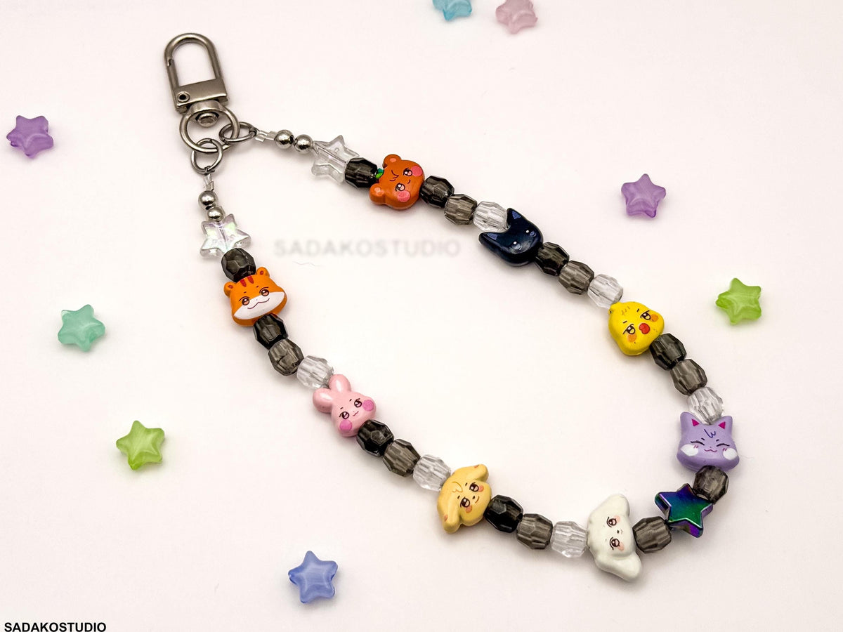 K-Pop Phone Charm | Aniteez SKZOO Bangtan Handykette | Handgemachter Handy Anhänger mit Perlen | ATEEZ Stray Kids ARMY