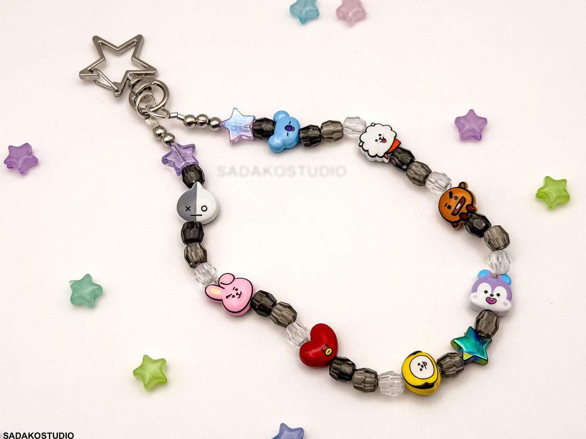 K-Pop Phone Charm | Aniteez SKZOO Bangtan Handykette | Handgemachter Handy Anhänger mit Perlen | ATEEZ Stray Kids ARMY