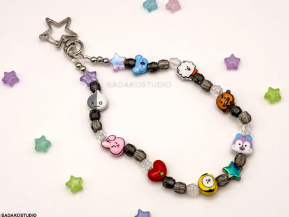 K-Pop Phone Charm | Aniteez SKZOO Bangtan Handykette | Handgemachter Handy Anhänger mit Perlen | ATEEZ Stray Kids ARMY