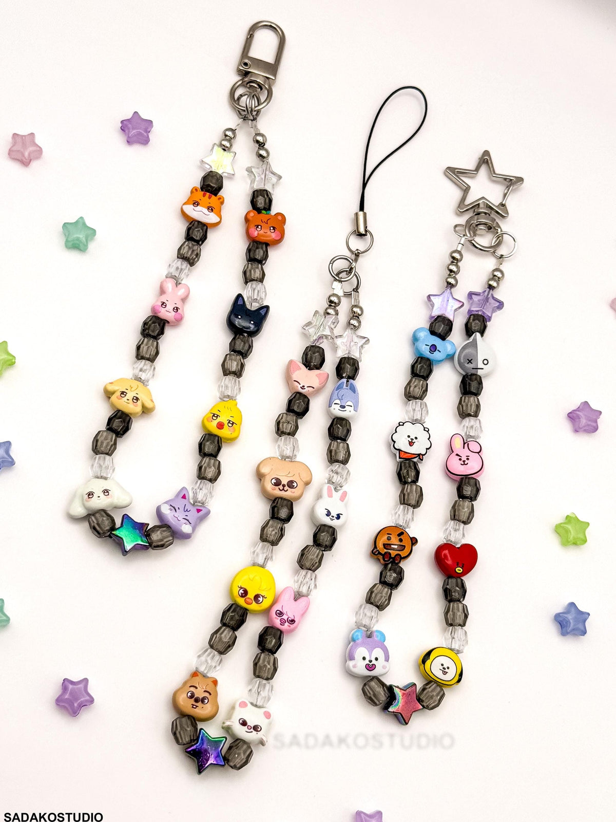 K-Pop Phone Charm | Aniteez SKZOO Bangtan Handykette | Handgemachter Handy Anhänger mit Perlen | ATEEZ Stray Kids ARMY