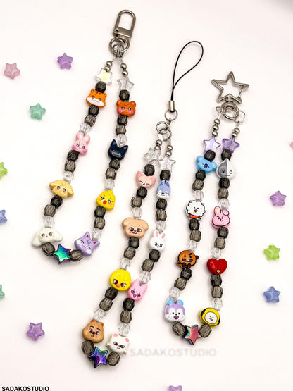 K-Pop Phone Charm | Aniteez SKZOO Bangtan Handykette | Handgemachter Handy Anhänger mit Perlen | ATEEZ Stray Kids ARMY
