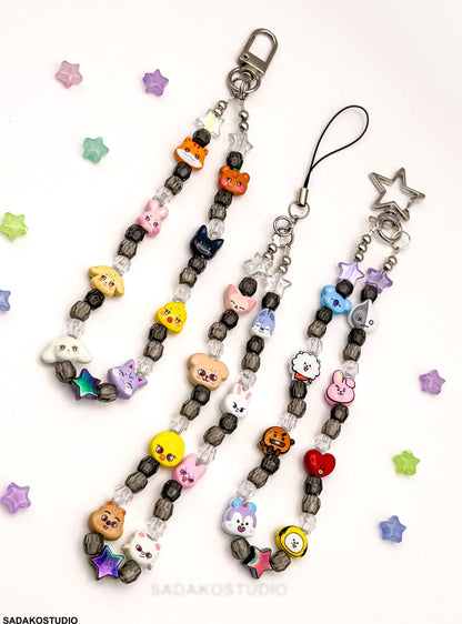 K-Pop Phone Charm | Aniteez SKZOO Bangtan Handykette | Handgemachter Handy Anhänger mit Perlen | ATEEZ Stray Kids ARMY