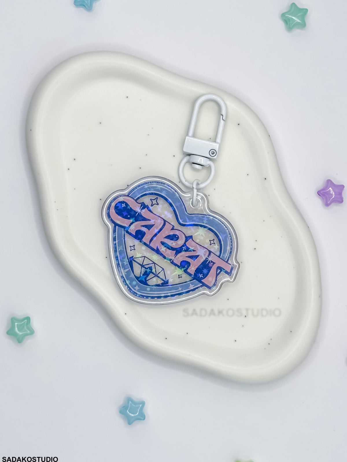 Seventeen & Carat Glitzer Keychain - K-Pop Heart Collection, Acryl Anhänger mit Holo-Effekt