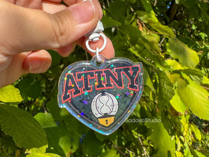 ATEEZ & Atiny Glitzer Keychain - K-Pop Heart Collection, Acryl Anhänger mit Holo-Effekt
