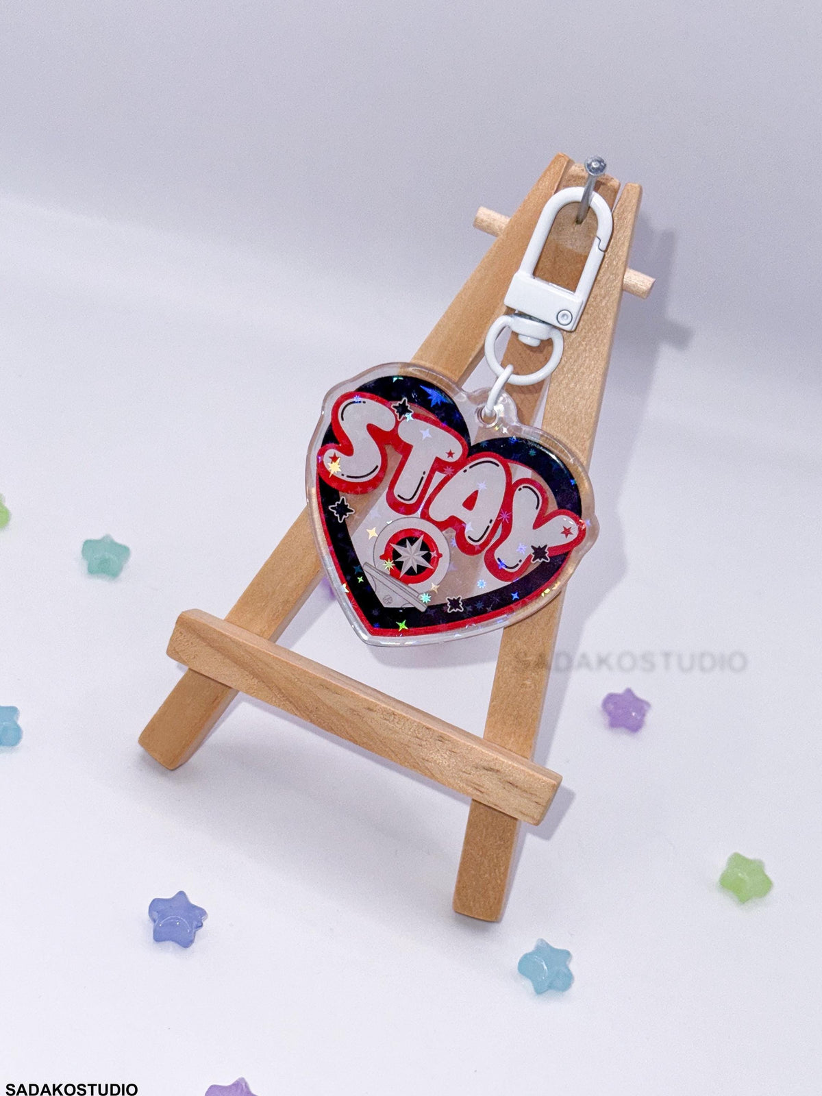Stray Kids & STAY Glitzer Keychain - K-Pop Heart Collection, Acryl Anhänger mit Holo-Effekt