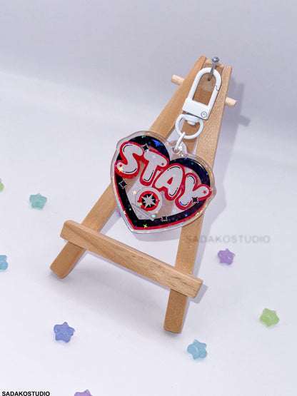 Stray Kids & STAY Glitzer Keychain - K-Pop Heart Collection, Acryl Anhänger mit Holo-Effekt