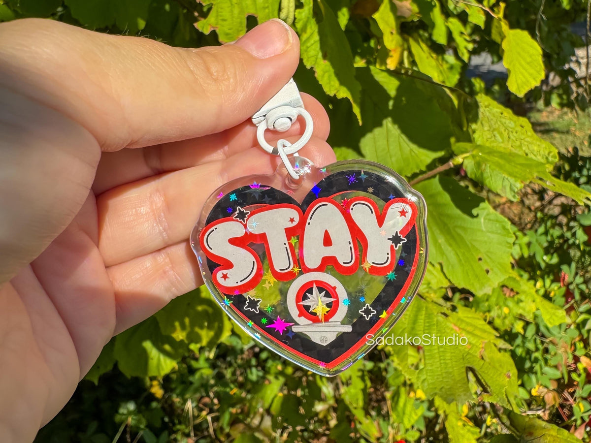 Stray Kids & STAY Glitzer Keychain - K-Pop Heart Collection, Acryl Anhänger mit Holo-Effekt
