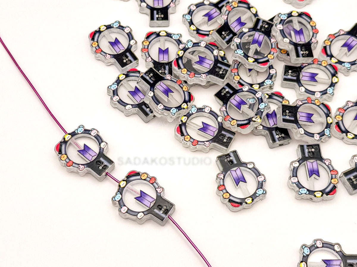 Bangtan Lightstick Acrylperlen | K-Pop DIY Schmuck & Friendship Bracelets | Motivperlen für ARMY Freebies