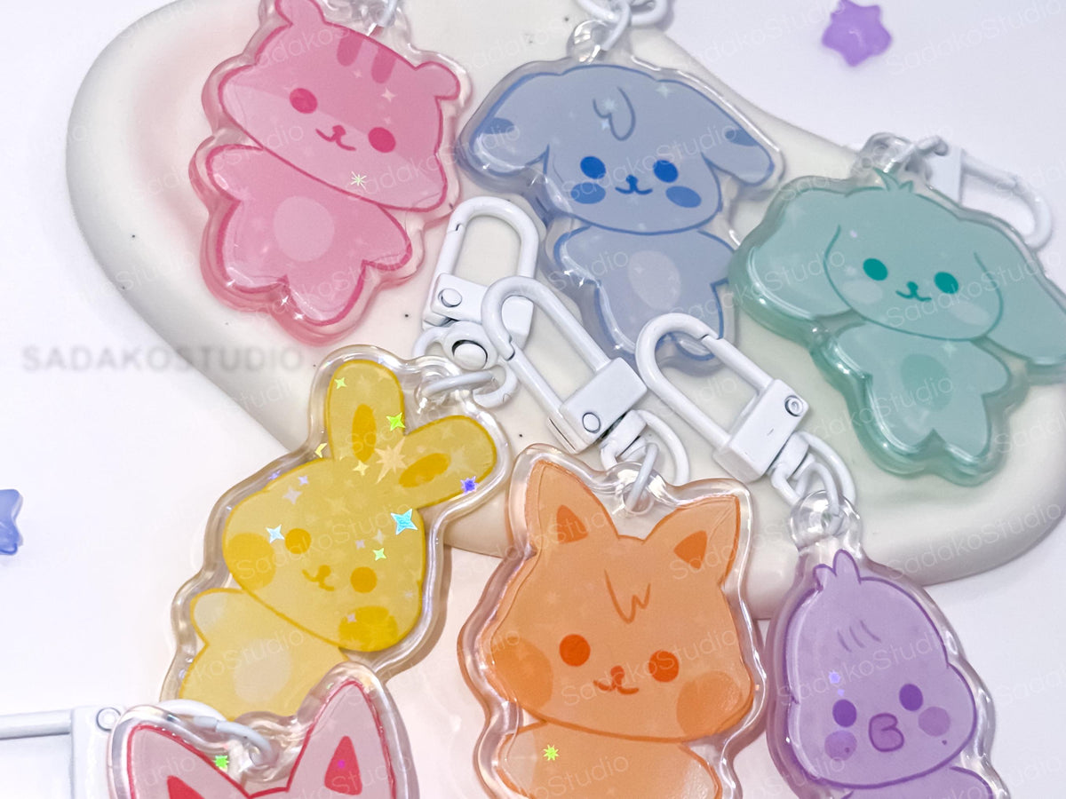 ATEEZ ANITEEZ ColorTeez Keychain | Bunter Holo Glitzer Schlüsselanhänger | K-Pop Anhänger für ATINYs