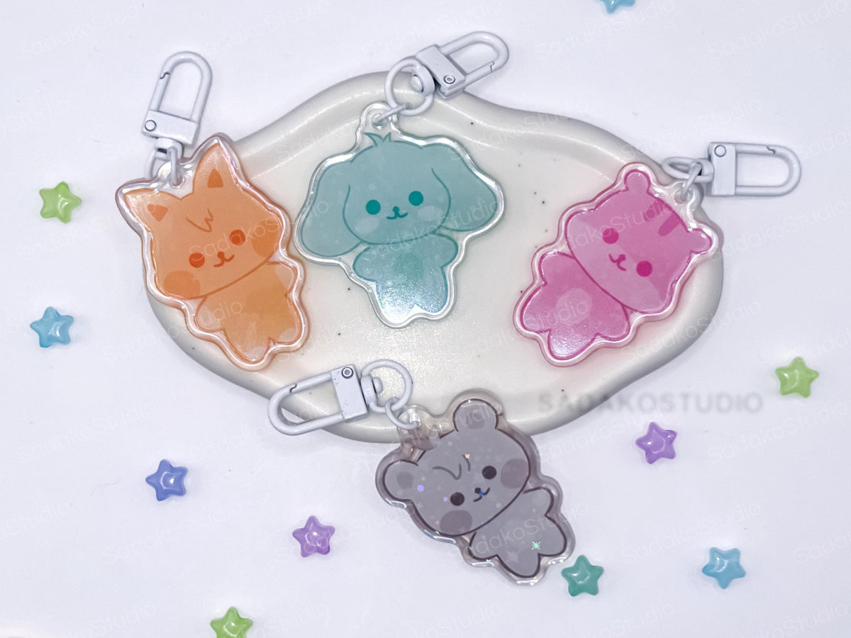 ATEEZ ANITEEZ ColorTeez Keychain | Bunter Holo Glitzer Schlüsselanhänger | K-Pop Anhänger für ATINYs