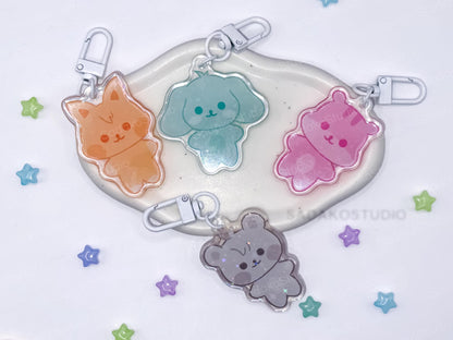 ATEEZ ANITEEZ ColorTeez Keychain | Bunter Holo Glitzer Schlüsselanhänger | K-Pop Anhänger für ATINYs