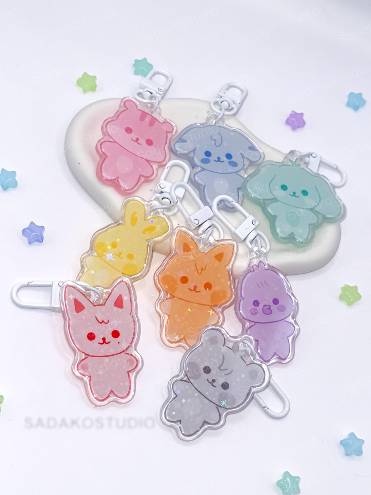 ATEEZ ANITEEZ ColorTeez Keychain | Bunter Holo Glitzer Schlüsselanhänger | K-Pop Anhänger für ATINYs