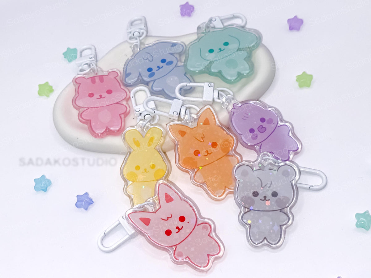 ATEEZ ANITEEZ ColorTeez Keychain | Bunter Holo Glitzer Schlüsselanhänger | K-Pop Anhänger für ATINYs