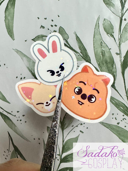 Stray Kids SKZOO Peekaboo Mini Sticker - Transparente Vinyl Aufkleber mit Stern Holo Glitzer, einzeln oder OT8 Set
