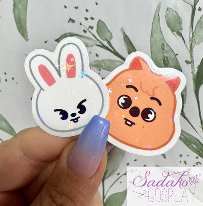 Stray Kids SKZOO Peekaboo Mini Sticker - Transparente Vinyl Aufkleber mit Stern Holo Glitzer, einzeln oder OT8 Set