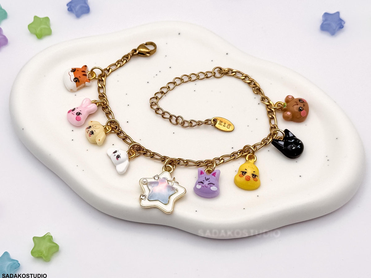 ATEEZ inspiriertes Bettelarmband mit Aniteez charms für ATINY, silber oder Gold Armband