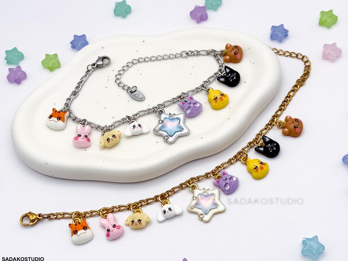 ATEEZ inspiriertes Bettelarmband mit Aniteez charms für ATINY, silber oder Gold Armband