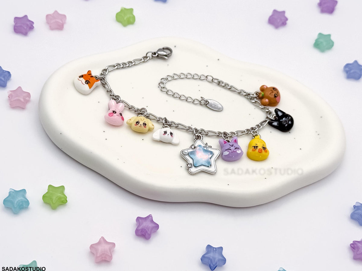 ATEEZ inspiriertes Bettelarmband mit Aniteez charms für ATINY, silber oder Gold Armband