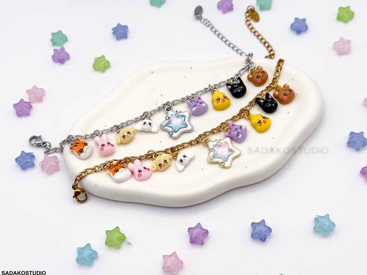 ATEEZ inspiriertes Bettelarmband mit Aniteez charms für ATINY, silber oder Gold Armband