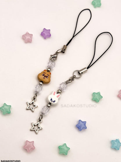 Stray Kids SKZOO Phone Charm | Handgemachter Handyanhänger mit Perlen & Stern | K-Pop Accessoire für STAYs