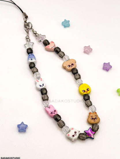 K-Pop Phone Charm | Aniteez SKZOO Bangtan Handykette | Handgemachter Handy Anhänger mit Perlen | ATEEZ Stray Kids ARMY