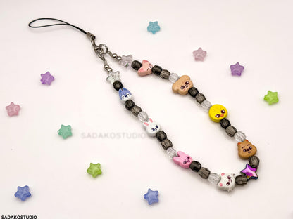 K-Pop Phone Charm | Aniteez SKZOO Bangtan Handykette | Handgemachter Handy Anhänger mit Perlen | ATEEZ Stray Kids ARMY