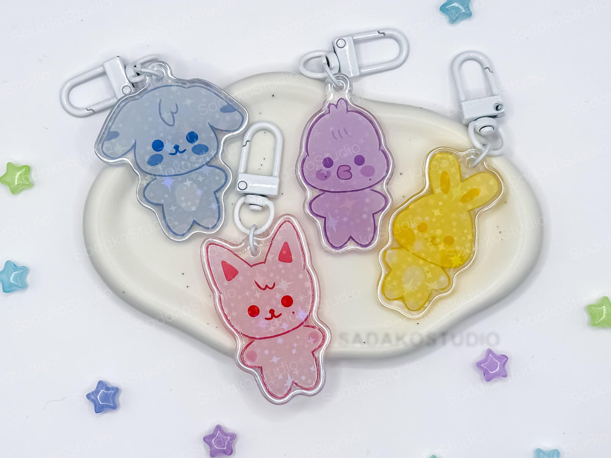 ATEEZ ANITEEZ ColorTeez Keychain | Bunter Holo Glitzer Schlüsselanhänger | K-Pop Anhänger für ATINYs