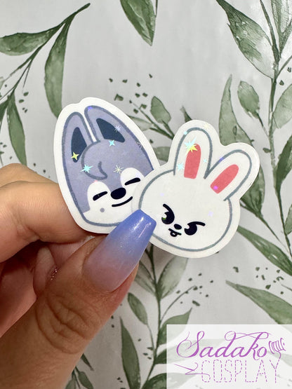 Stray Kids SKZOO Peekaboo Mini Sticker - Transparente Vinyl Aufkleber mit Stern Holo Glitzer, einzeln oder OT8 Set