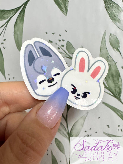 Stray Kids SKZOO Peekaboo Mini Sticker - Transparente Vinyl Aufkleber mit Stern Holo Glitzer, einzeln oder OT8 Set