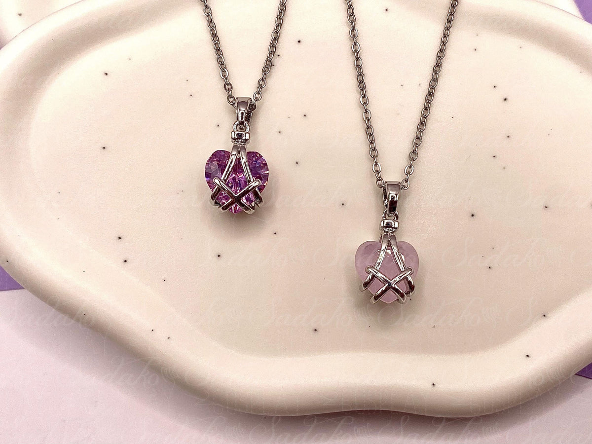 Mini Diamantschloss inspirierte Herz Halskette