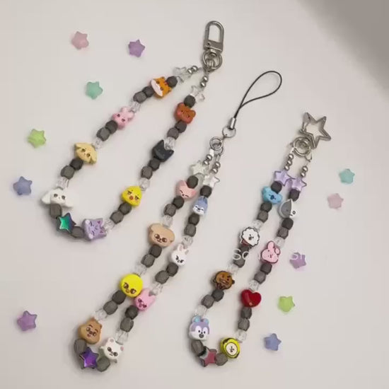K-Pop Phone Charm | Aniteez SKZOO Bangtan Handykette | Handgemachter Handy Anhänger mit Perlen | ATEEZ Stray Kids ARMY