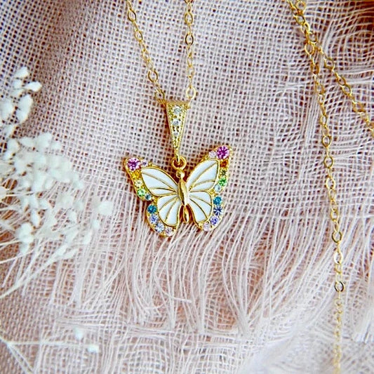 Regenbogen Schmetterling Halskette - inspiriert von Elina